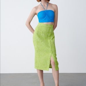 Zara green buttoned midi skirt